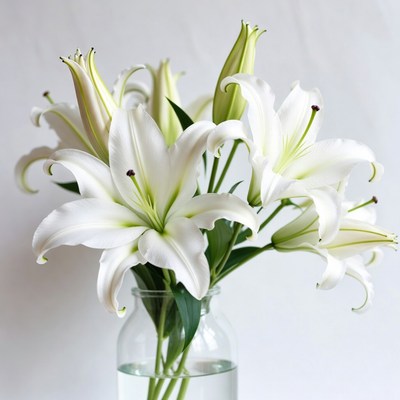 White lilies in clear vase