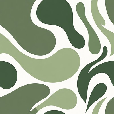 Green abstract design with shapes and curves