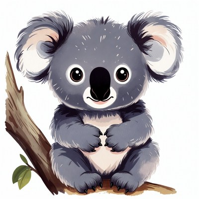Cute koala sitting on branch