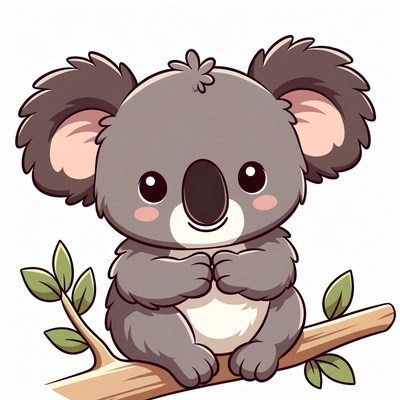 Cute koala sitting on a branch