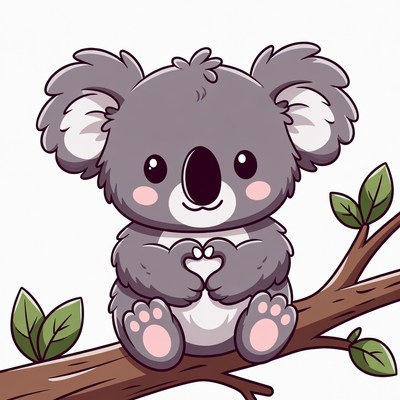 Cute koala sitting on a branch