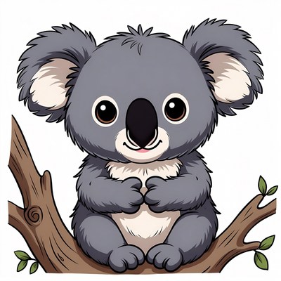 Cute koala sitting on a tree branch