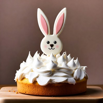 Cake with bunny decoration on top