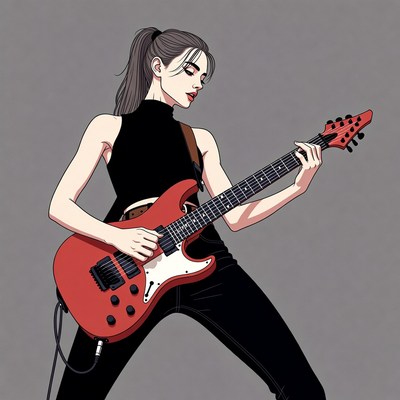 Woman playing guitar on stage