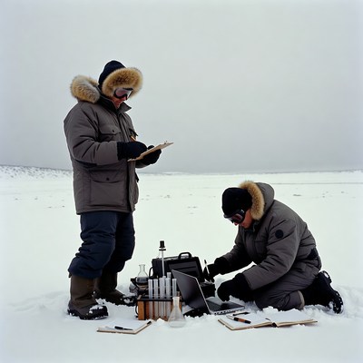 Scientists working in the arctic