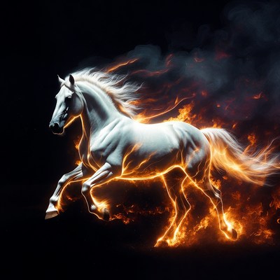 Horse running with fire effects