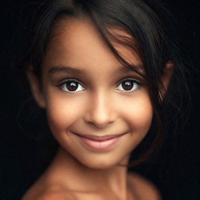 Smiling child with dark background