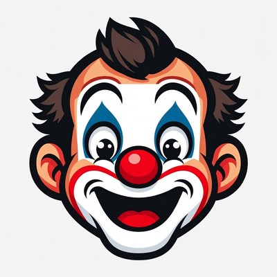 Clown face with bright colors and smile