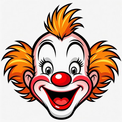 Clown head with bright features