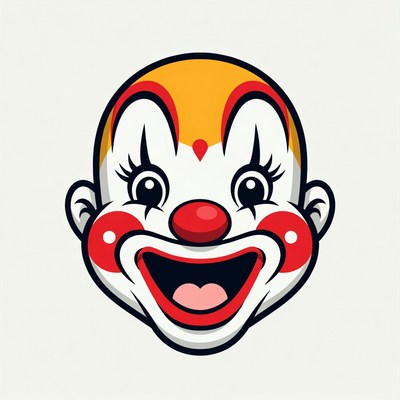 Clown face with bright colors