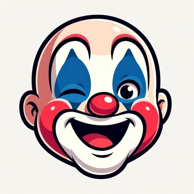 Happy clown face with wink
