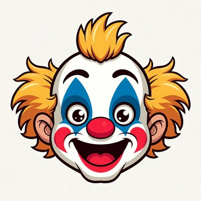 Happy clown with orange hair and face paint