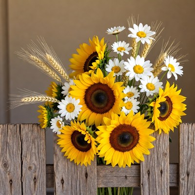 Sunflower and daisy flower arrangement