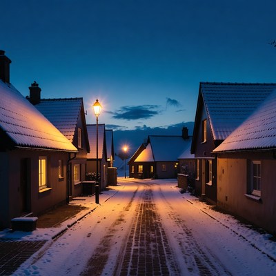 Winter night in a small village