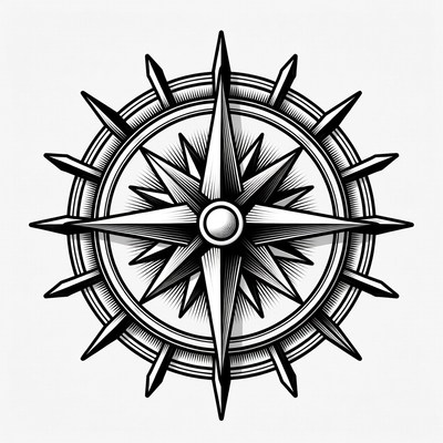 Compass design in black and white