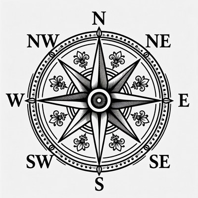 Compass design with cardinal directions