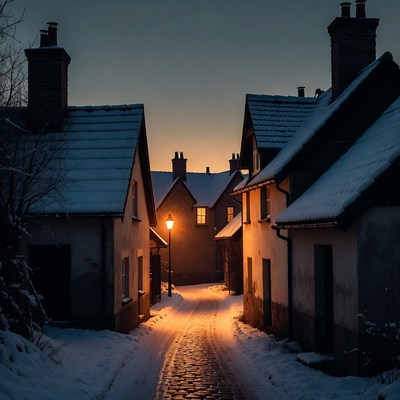 Winter evening in a quiet street