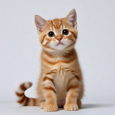 Cute orange kitten sitting and looking