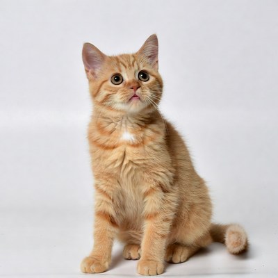 Orange kitten sitting and looking