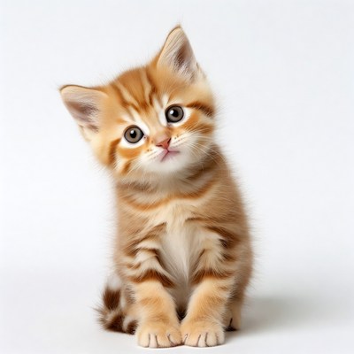 Cute kitten sitting and looking