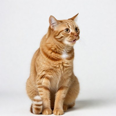 Cat sitting on white background