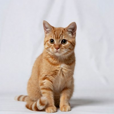 Cute orange cat sitting nicely
