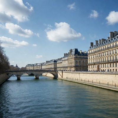 River view of paris buildings and bridge