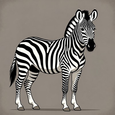 Zebra standing on gray background
