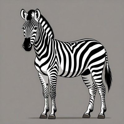 Zebra standing on gray background