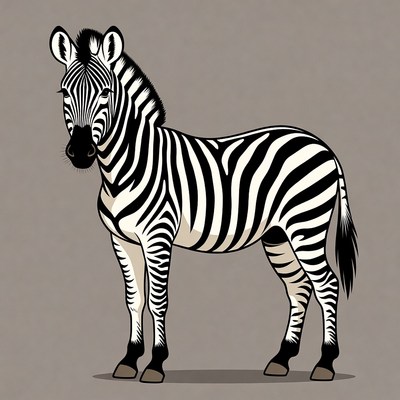 Zebra standing on a light background