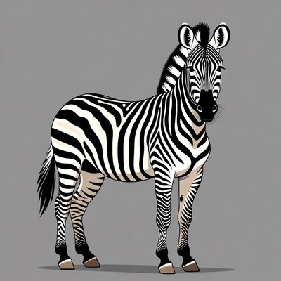 Zebra standing against gray background