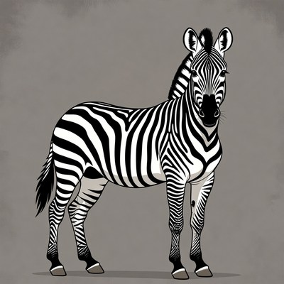 Zebra standing on gray background