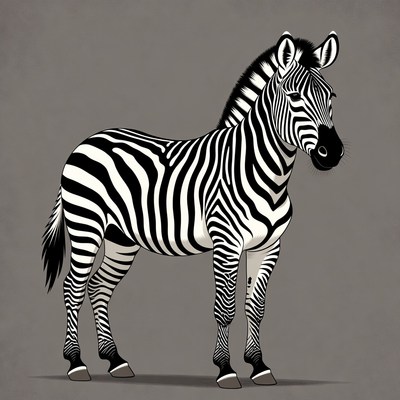 Zebra standing on gray background
