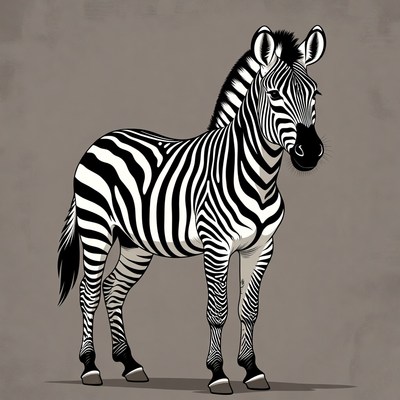Zebra standing with stripes