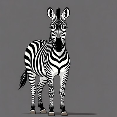 Zebra standing on gray background