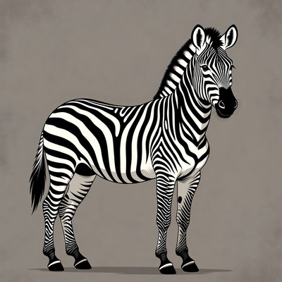 Zebra standing on gray background