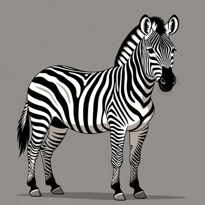 Zebra standing on gray background