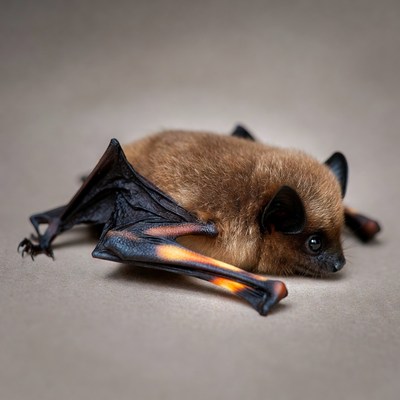 Bat resting on a flat surface