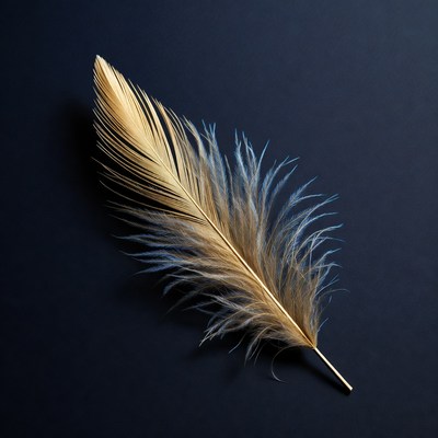 Gold feather on dark background