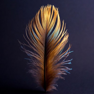 Colorful feather on dark background