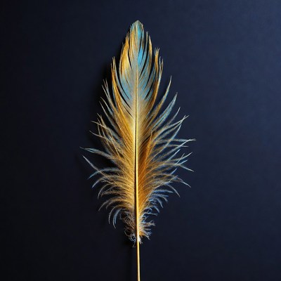 Colorful feather on dark background