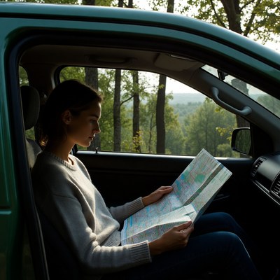 Reading a map in the car