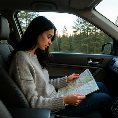 Reading a map in a car