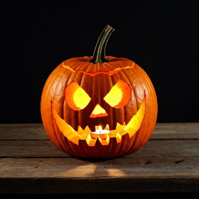 Halloween pumpkin with candle light