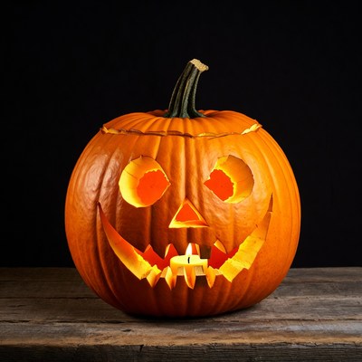 Carved pumpkin with candle inside