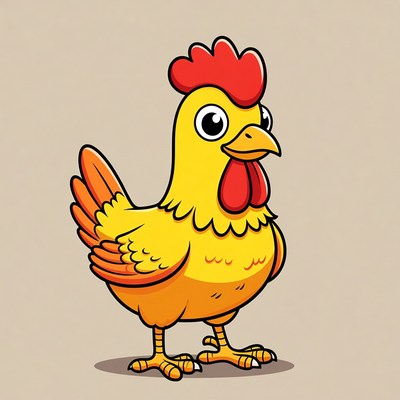Cartoon chicken with bright colors