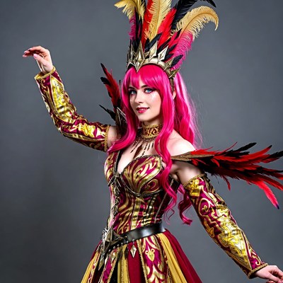 Dancing in colorful costume at event