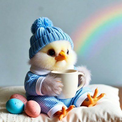 Cute chick holding a mug in cozy setting