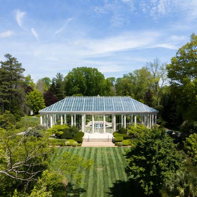 Garden pavilion with glass roof