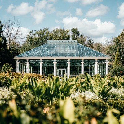 Garden house under blue sky